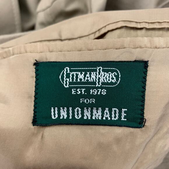 GITMAN BROS for UNIONMADE Size 40 Khaki Cotton Notch Lapel Sport Coat - Picture 6 of 6